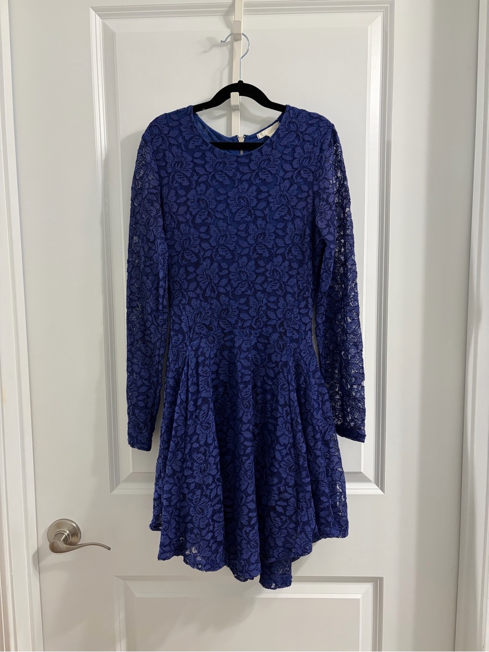 H&M Royal Blue Lace Long-Sleeve Fit & Flare Dress